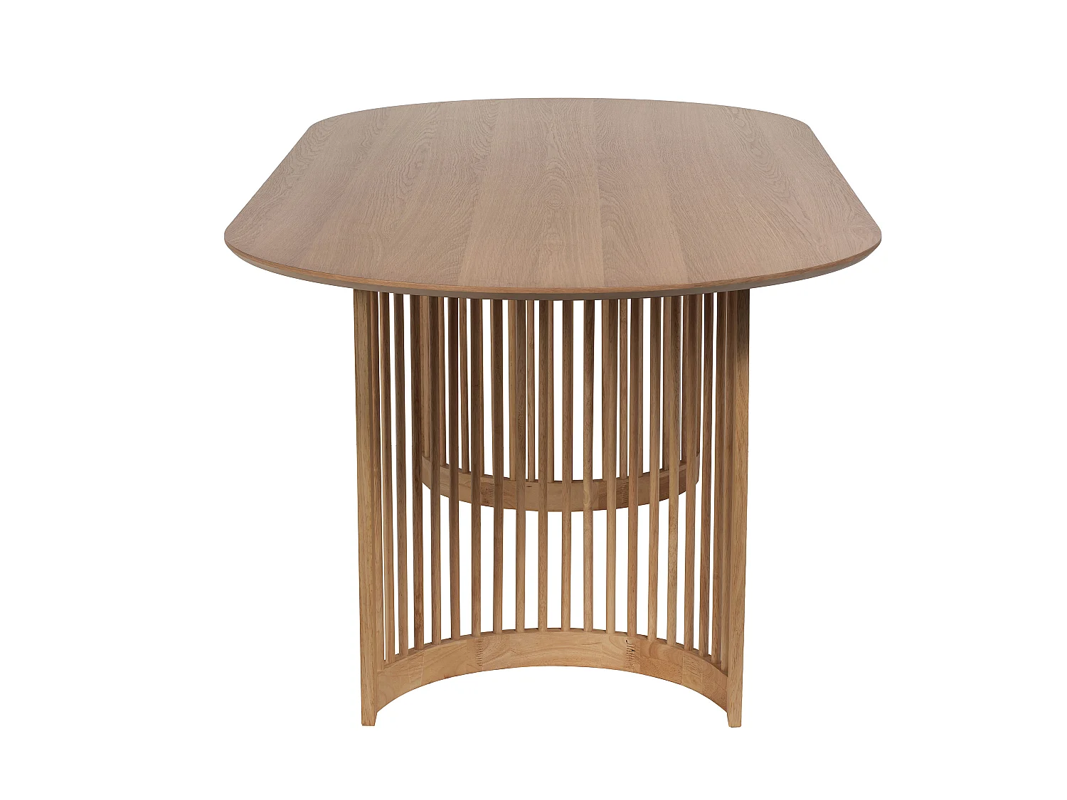 Table à manger 8 personnes placage chêne et bois d'hévéa - Naturel - NELIRAM