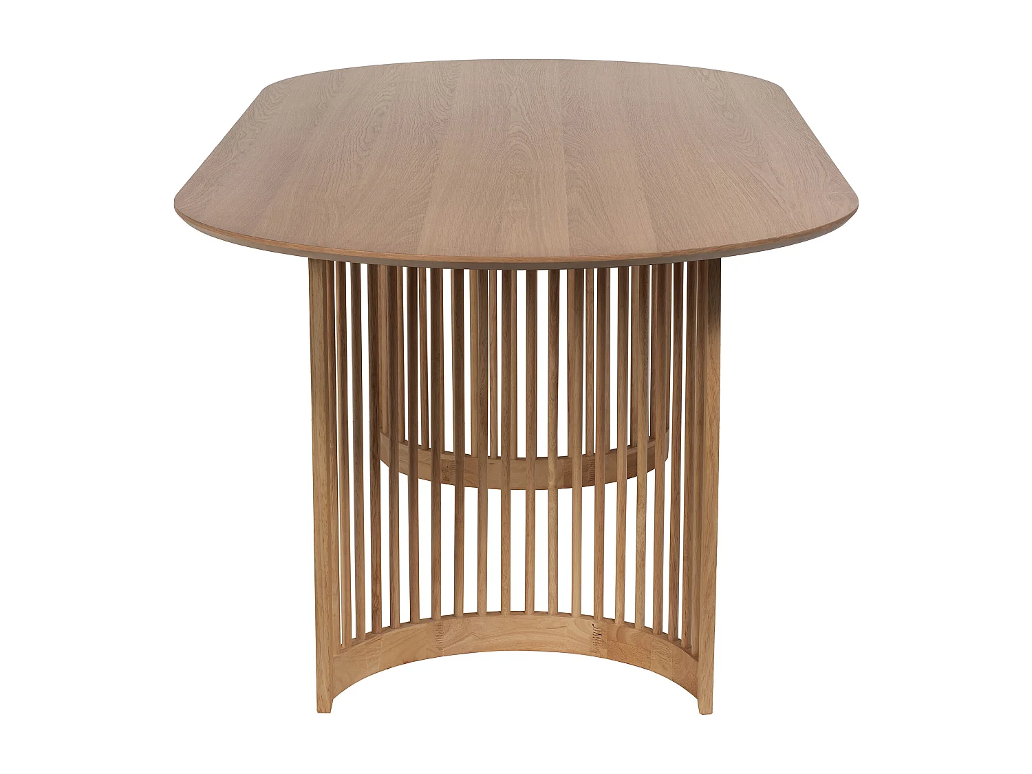 Table à manger 8 personnes placage chêne et bois d'hévéa - Naturel - NELIRAM