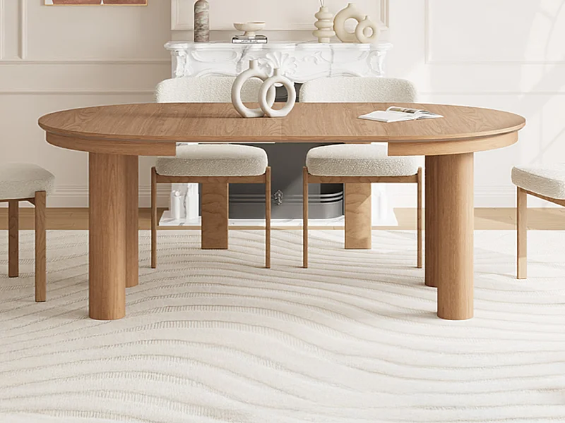 Table à manger extensible 4 à 8 personnes placage chêne - Naturel clair - ELITARO