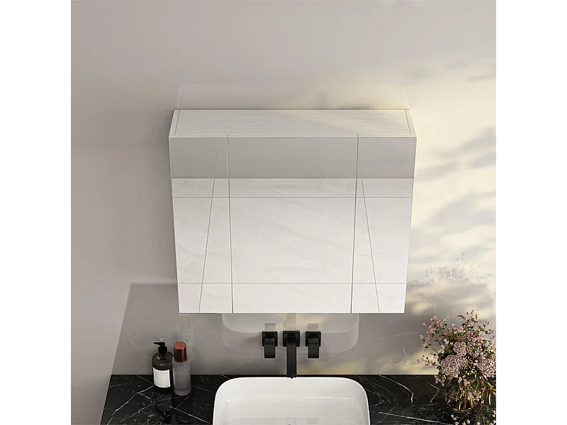 Wisząca szafka łazienkowa, ścienna, z trójdzielnym lustrem