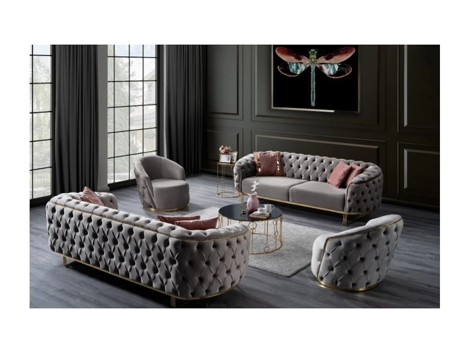 Poltrona Ludvig /Tessuto/Grigio