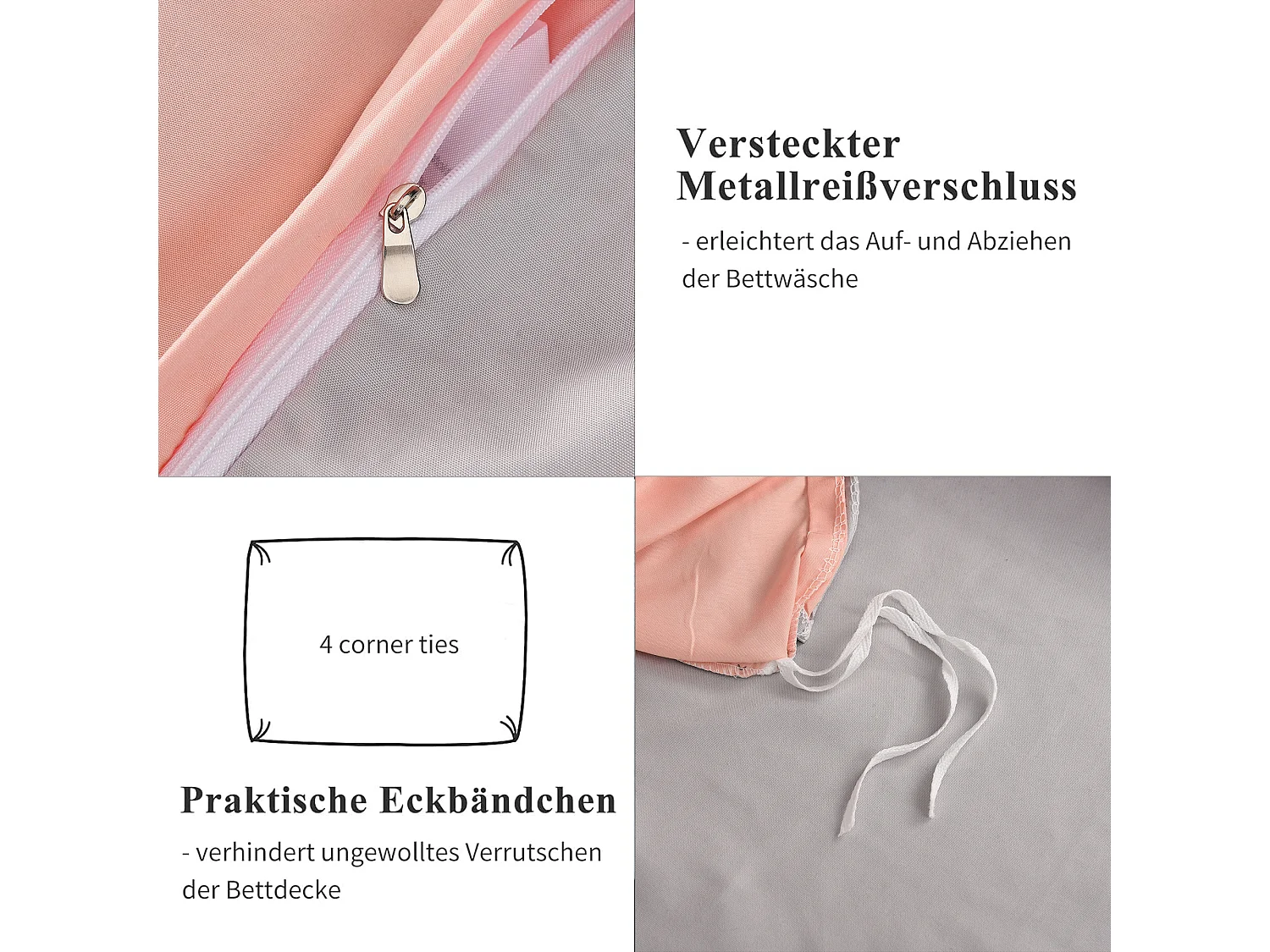 Conjunto de cama de poliéster com 4 peças, 160 x 200 cm, algodão com estampa xadrez estética, resistente a rugas e desbotamento - rosa