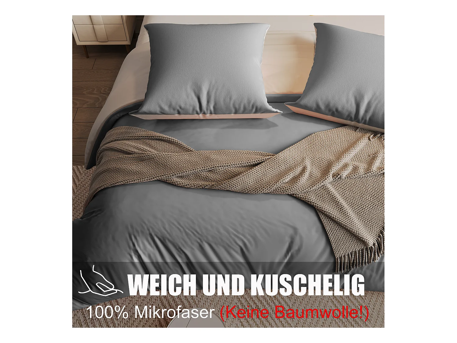 Parure de lit 4 pièces en Polyester, 160 x 200 cm, motif à carreaux esthétique en coton,  résistante aux Plis et à la décoloration - Gris