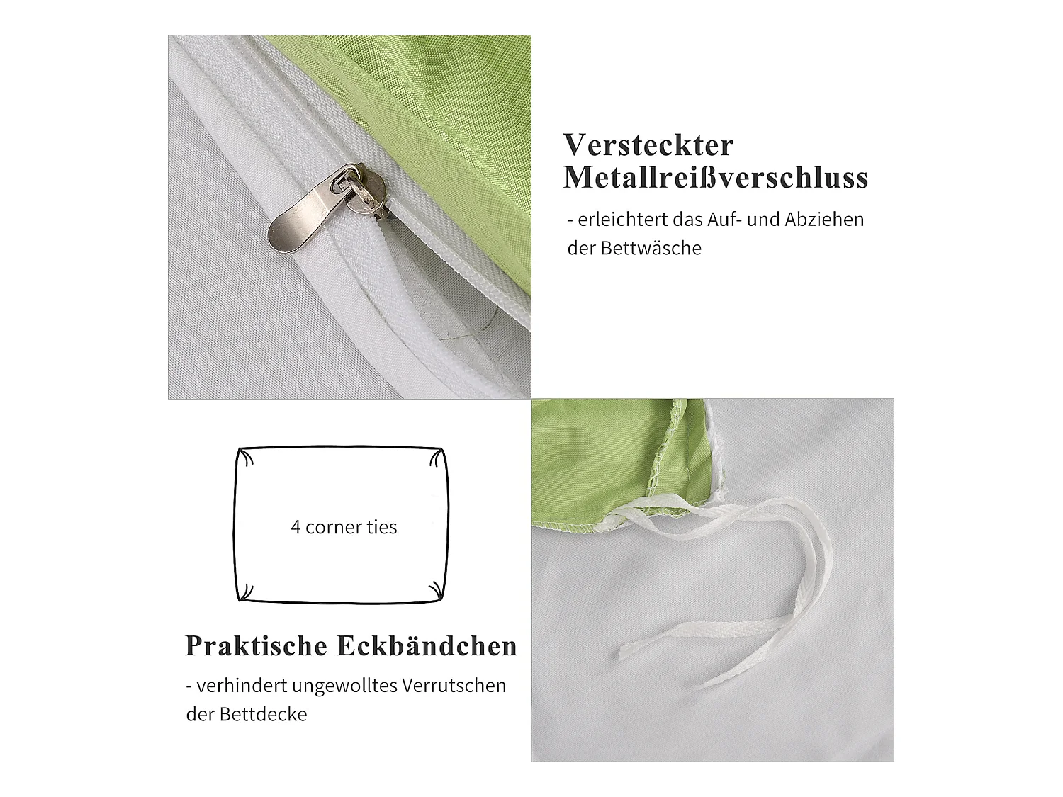 Parure de lit 4 pièces en Polyester, 140 x 200 cm, motif à carreaux esthétique en coton,  résistante aux Plis et à la décoloration - Vert