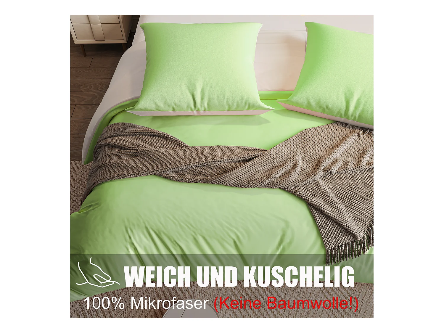 Parure de lit 4 pièces en Polyester, 140 x 200 cm, motif à carreaux esthétique en coton,  résistante aux Plis et à la décoloration - Vert