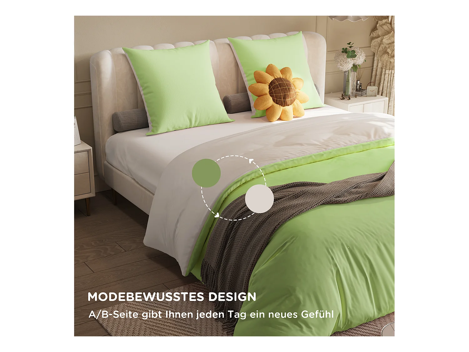 Juego de cama de 4 piezas de poliéster, 140 x 200 cm, estampado de cuadros escoceses, algodón, resistente a las arrugas y a la decoloración, color verde.