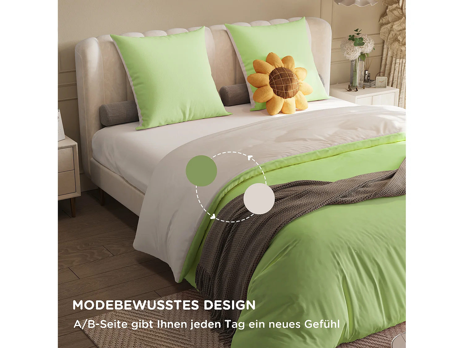 Conjunto de cama de poliéster com 4 peças, 160 x 200 cm, algodão com estampa xadrez estética, resistente a rugas e desbotamento - verde