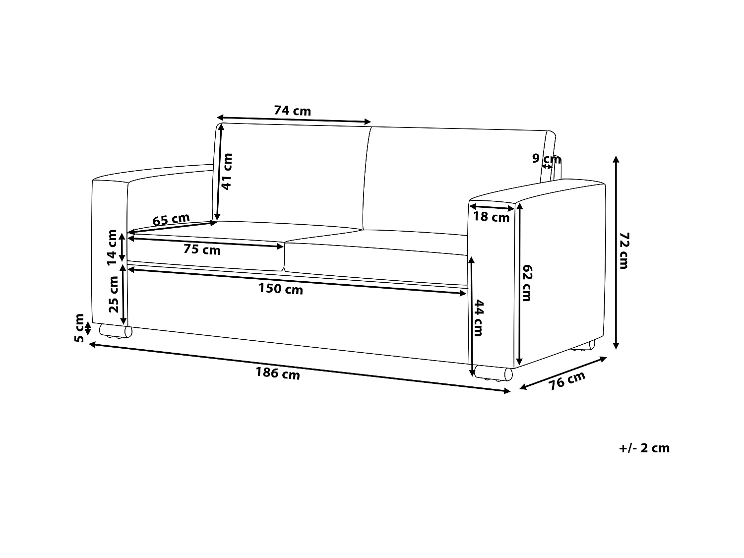 Canapé 3 places HELSINKI Cuir Beige