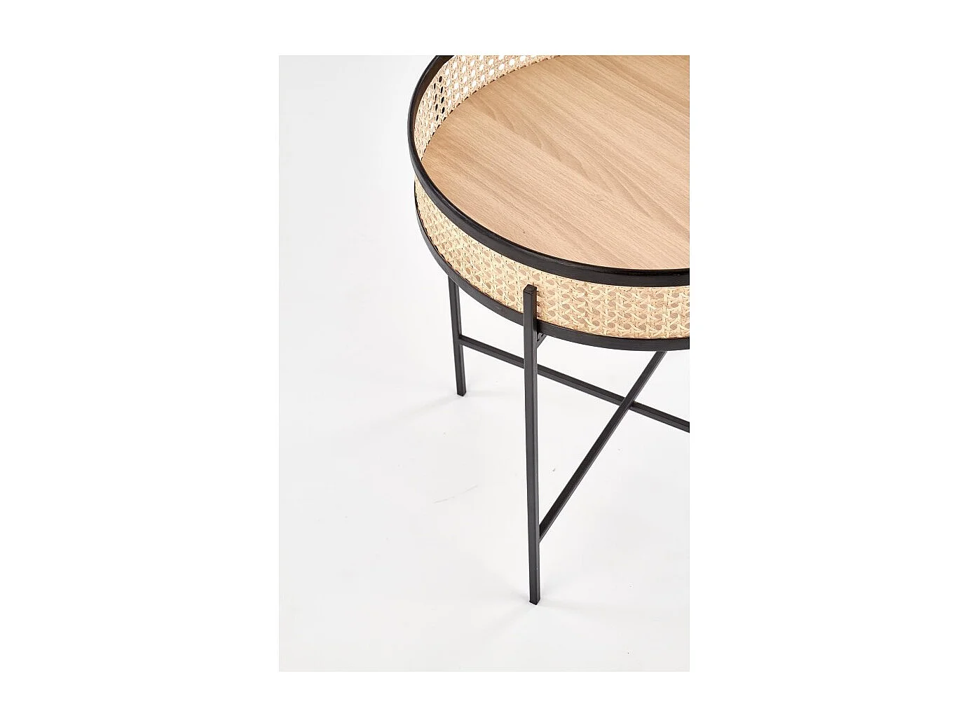 Table basse Lanipa/rotin et métal/Sonoma et noir