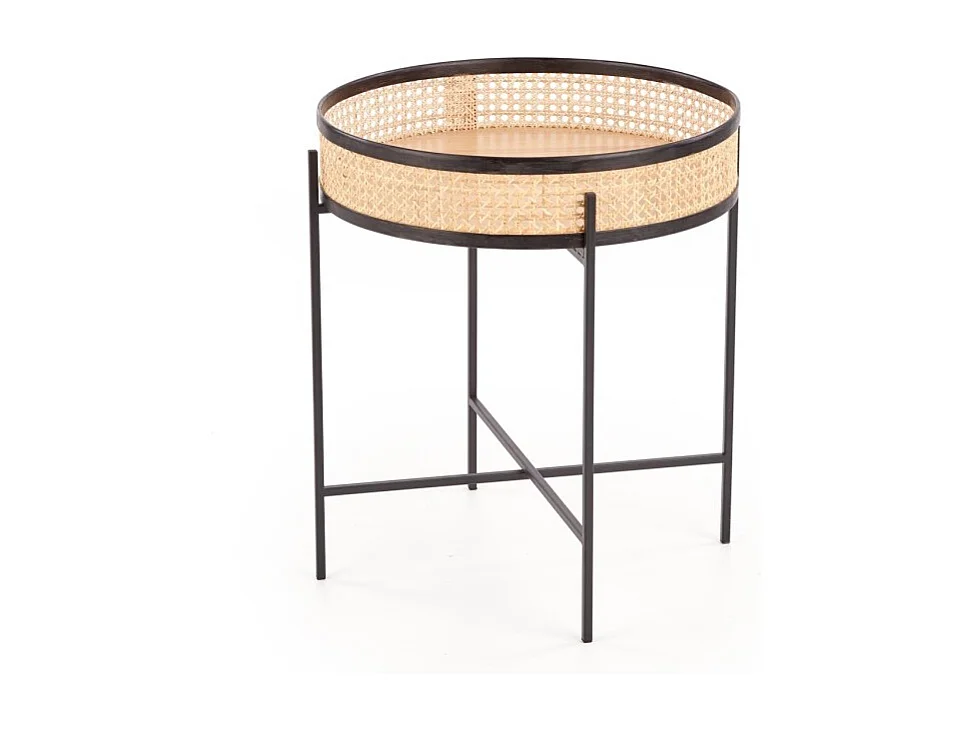 Table basse Lanipa/rotin et métal/Sonoma et noir