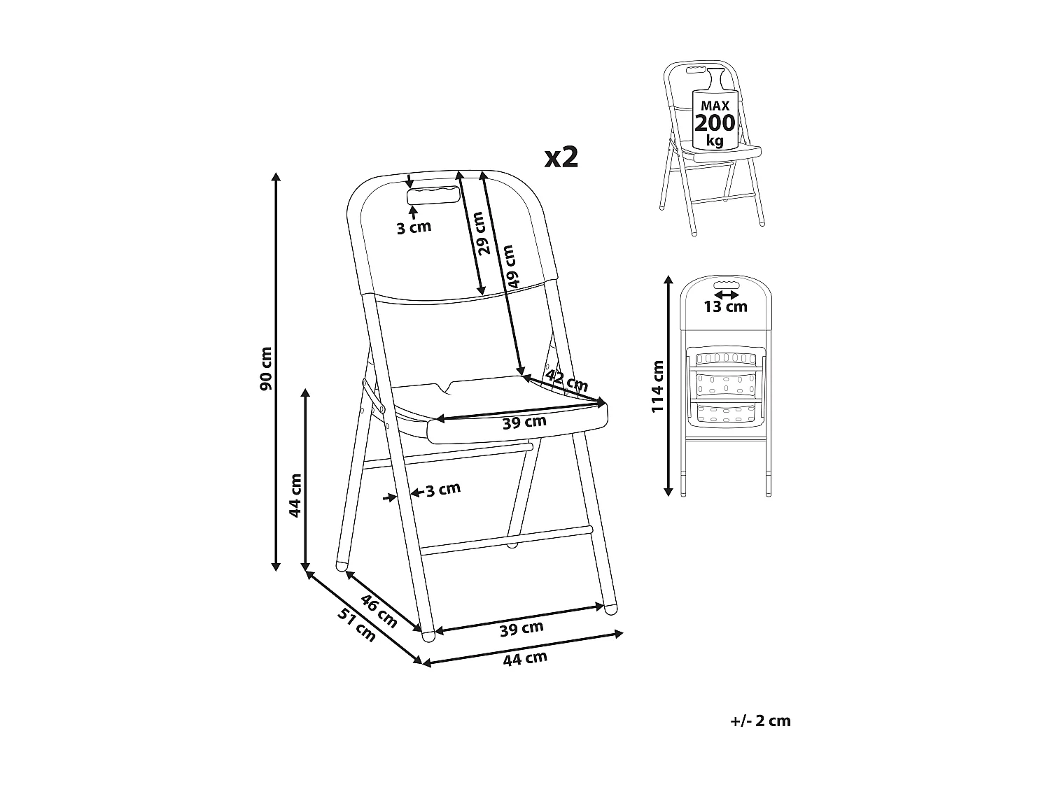 Lot de 2 chaises de jardin CUGNOLI Pliant Blanc
