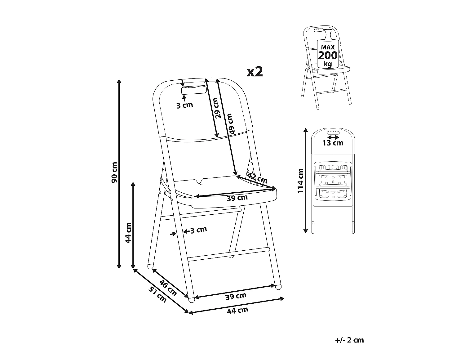 Lot de 2 chaises de jardin CUGNOLI Pliant Blanc