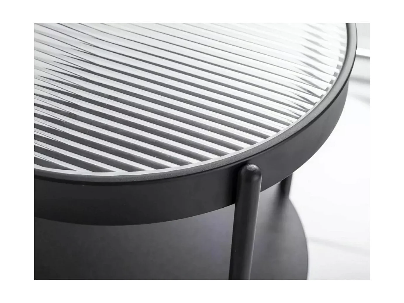 Tavolino Laguna/vetro e acciaio inossidabile/nero