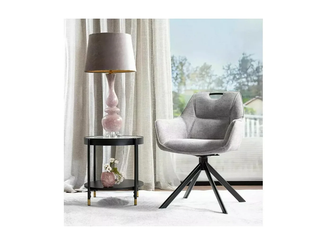 Tavolino Laguna/vetro e acciaio inossidabile/nero