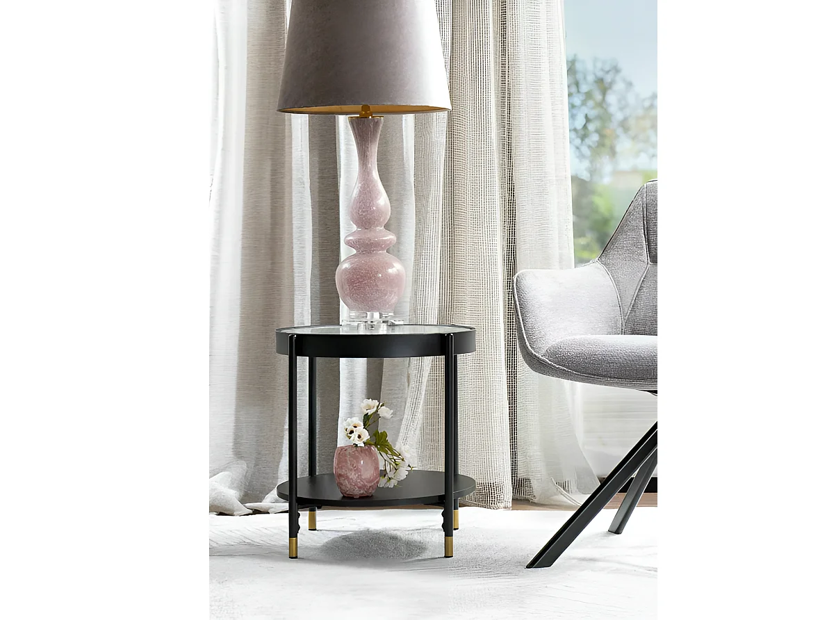 Tavolino Laguna/vetro e acciaio inossidabile/nero