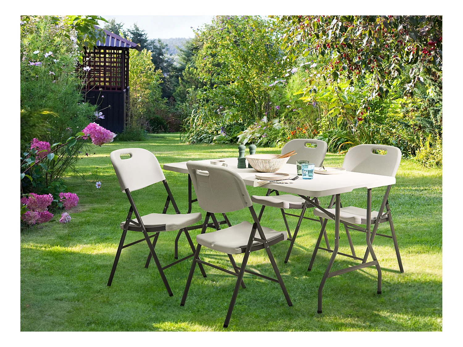 Table de salle à manger de jardin pour 4 personnes CUGNOLI 152 cm 74 cm Blanc