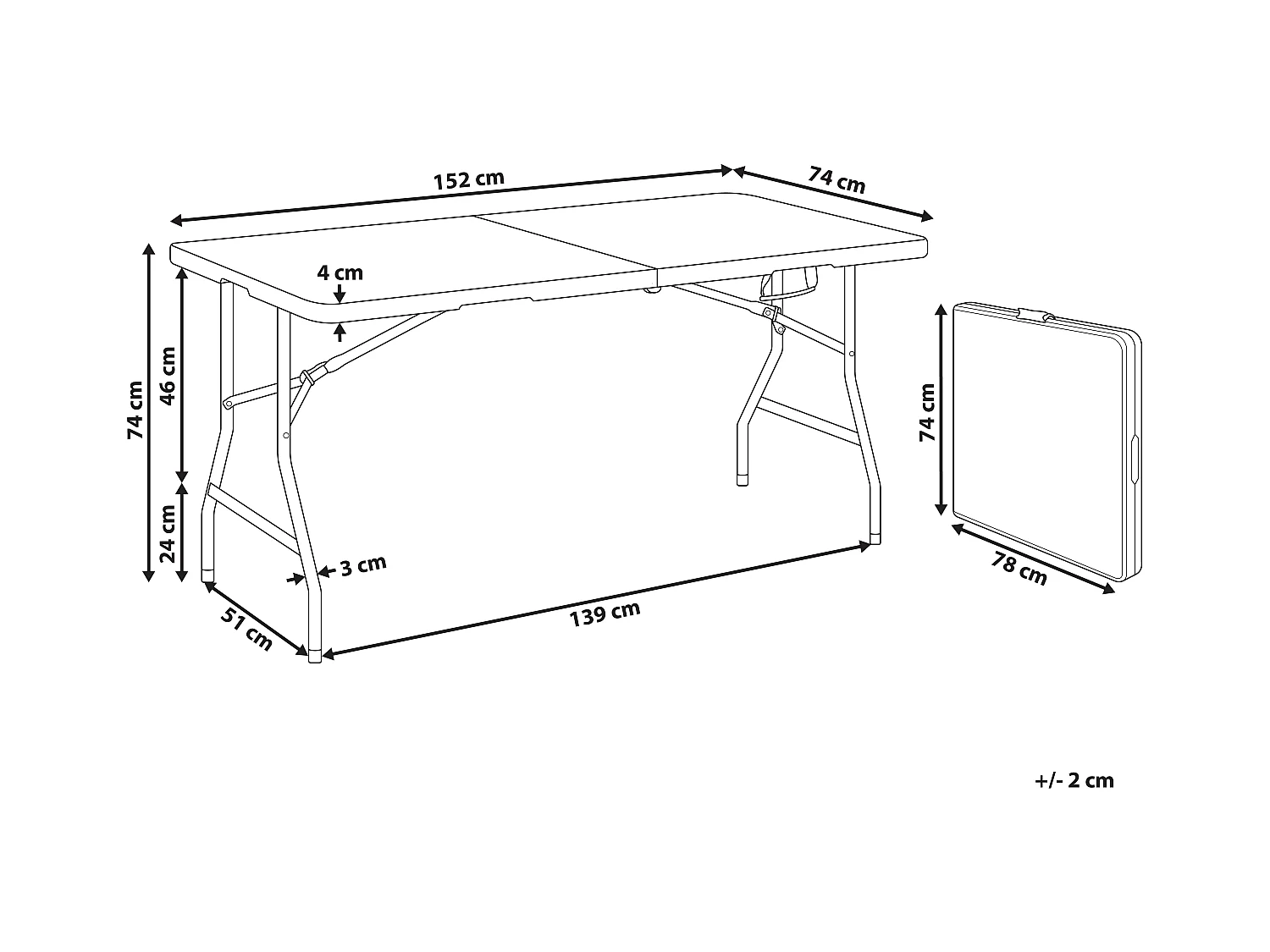 Table de salle à manger de jardin pour 4 personnes CUGNOLI 152 cm 74 cm Blanc