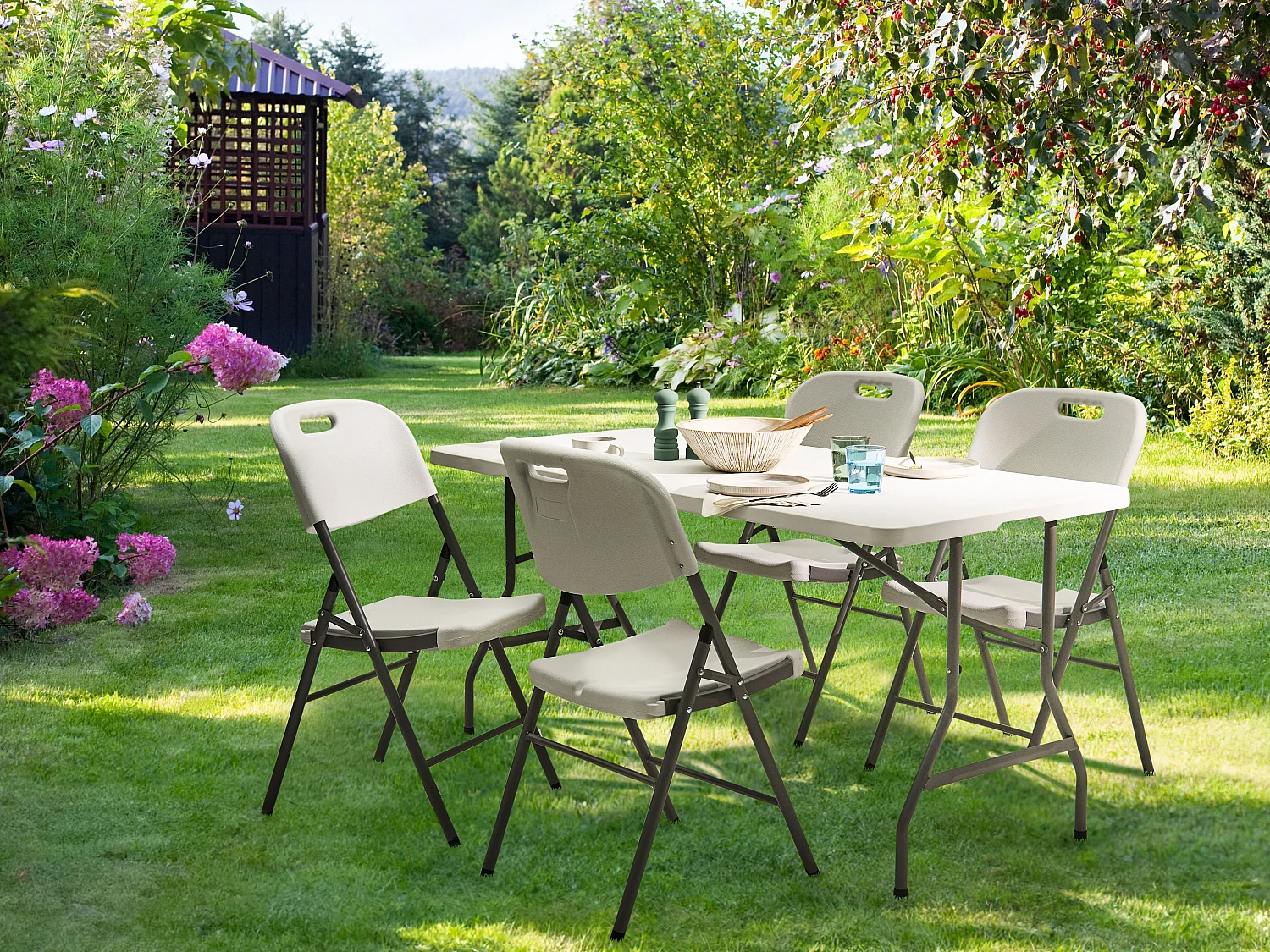 Table de salle à manger de jardin pour 4 personnes CUGNOLI 152 cm 74 cm Blanc
