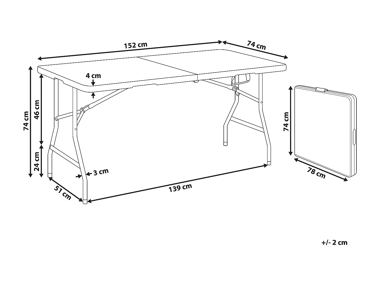 Table de salle à manger de jardin pour 4 personnes CUGNOLI 152 cm 74 cm Blanc