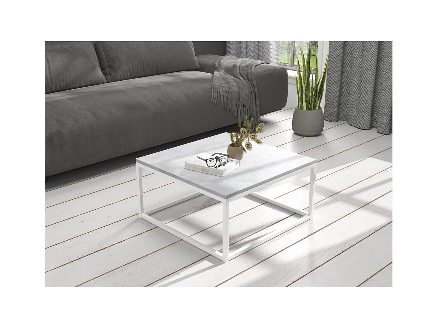 Table basse Kalten Lux/Métal et contreplaqué/Blanc&Gris