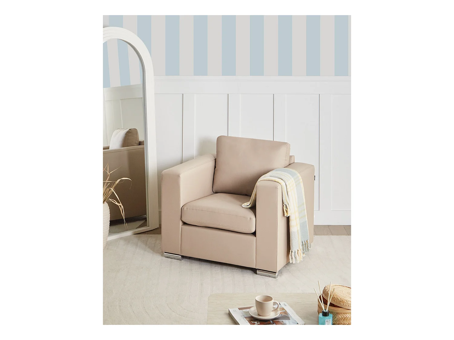 Fauteuil HELSINKI Cuir Beige
