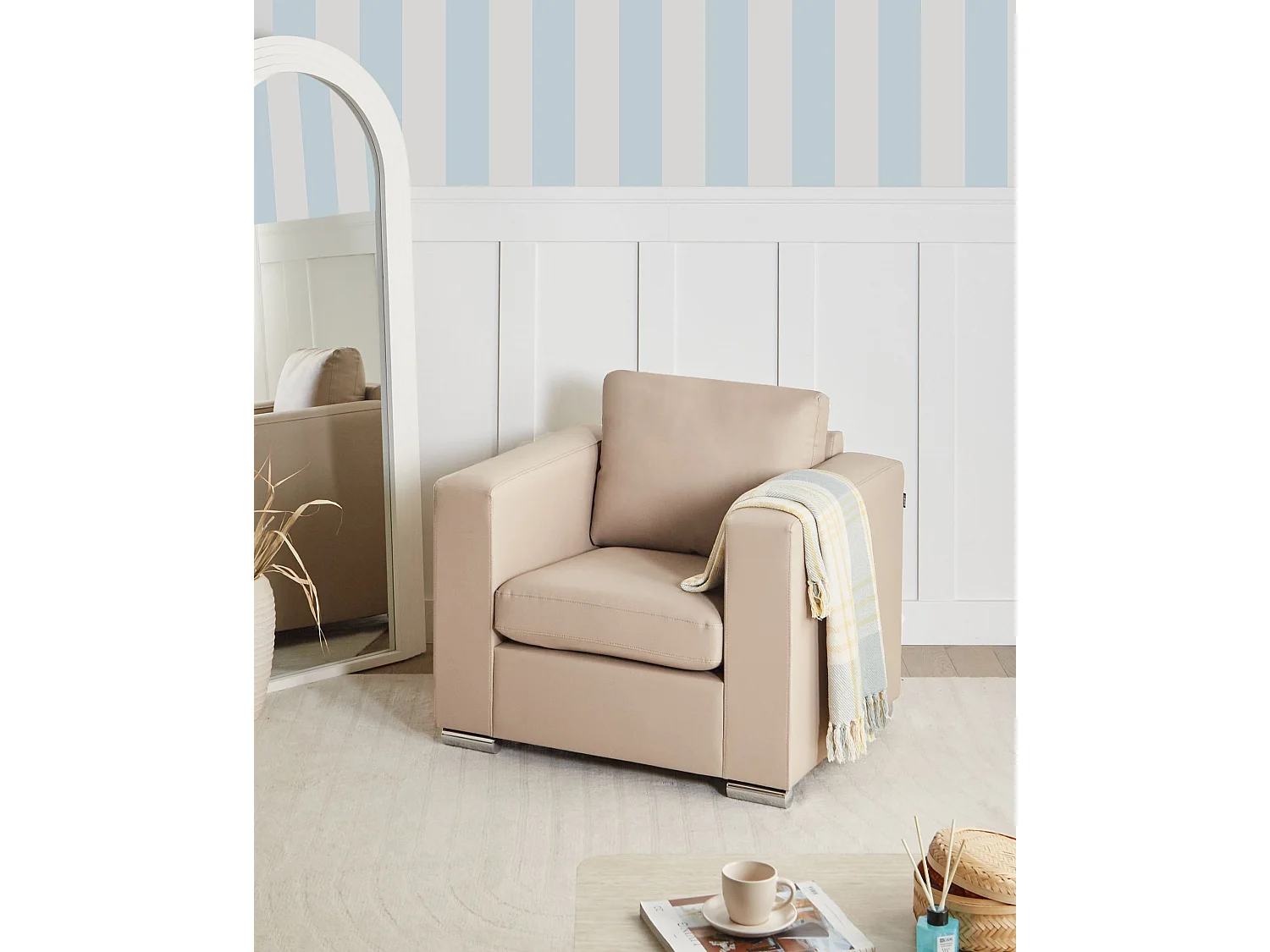 Fauteuil HELSINKI Cuir Beige