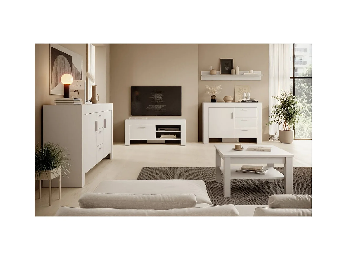 Table basse Kasiro/contreplaqué/blanc