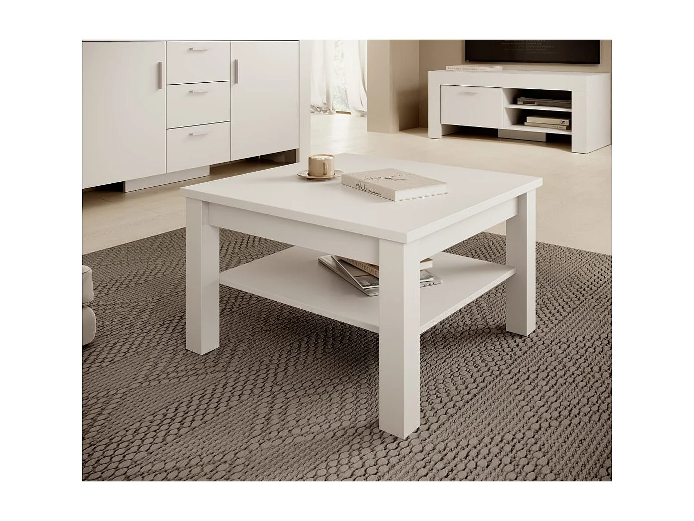 Tavolino Kasiro/compensato/bianco