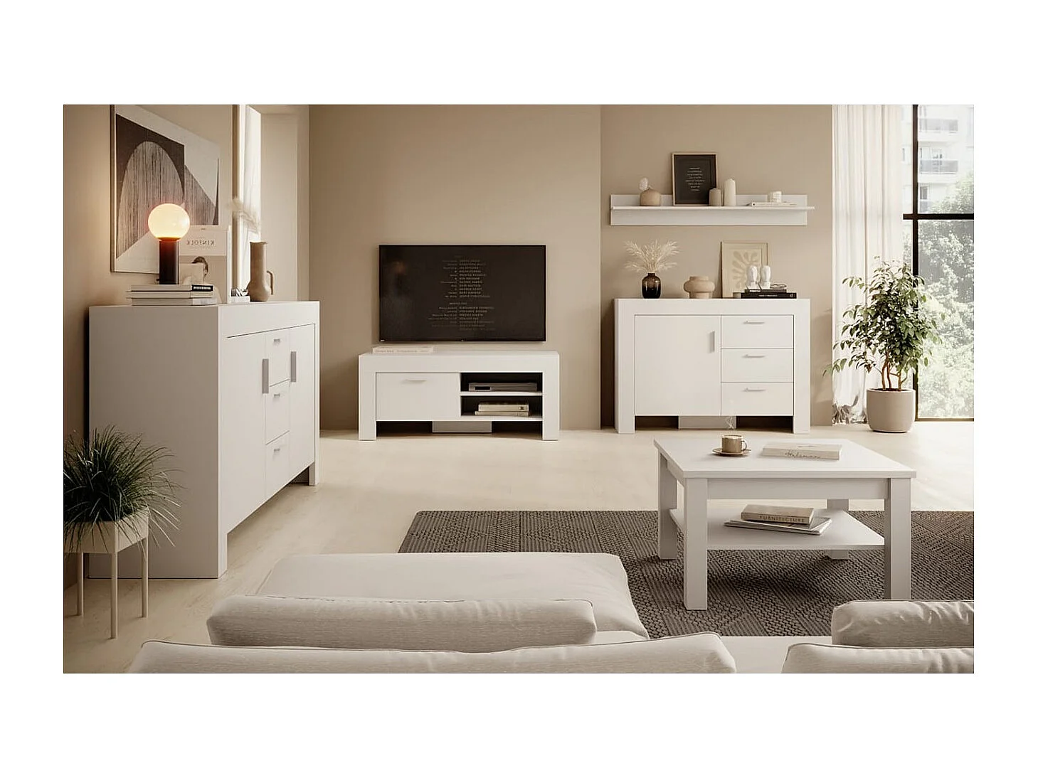 Tavolino Kasiro/compensato/bianco