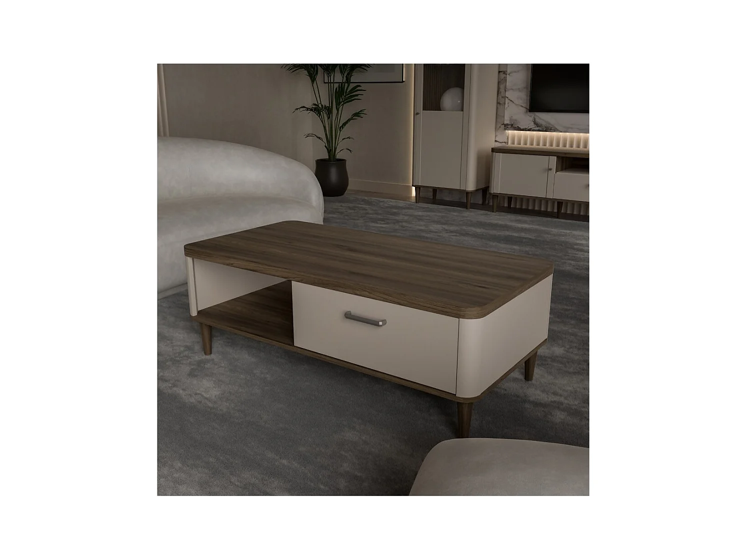 Table basse Laceti/aggloméré/marron et beige