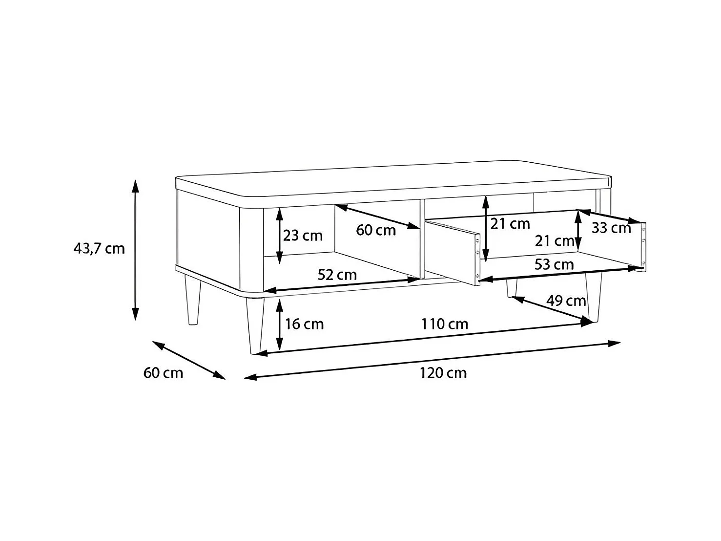 Table basse Laceti/aggloméré/marron et beige