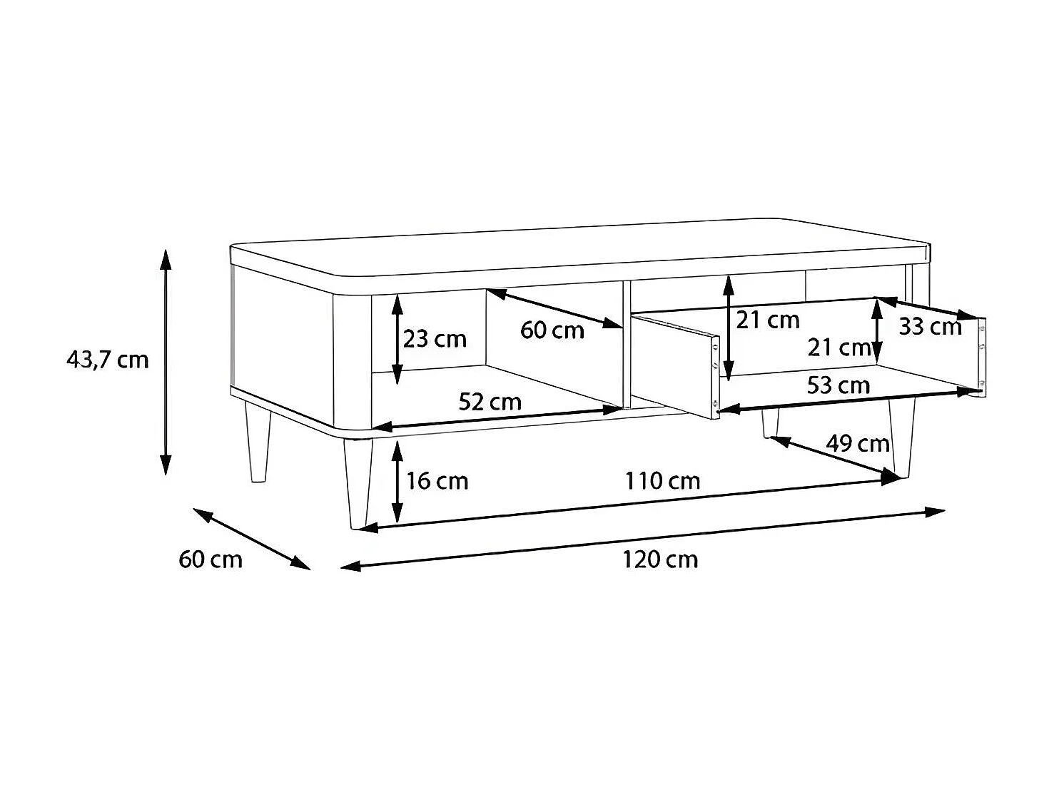 Couchtisch Laceti/Spanplatte/Braun&Beige