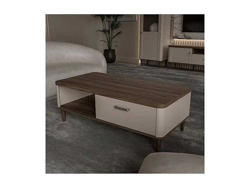 Table basse Laceti/aggloméré/marron et beige