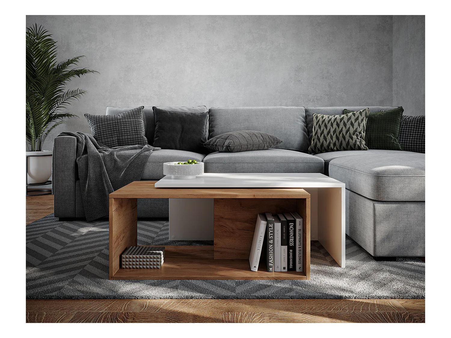 Salontafel / Koffietafel set van 2 – 90 x 48 x 40 cm, Moderne woonkamertafel, Bijzettafel met opbergruimte, Nesttafels