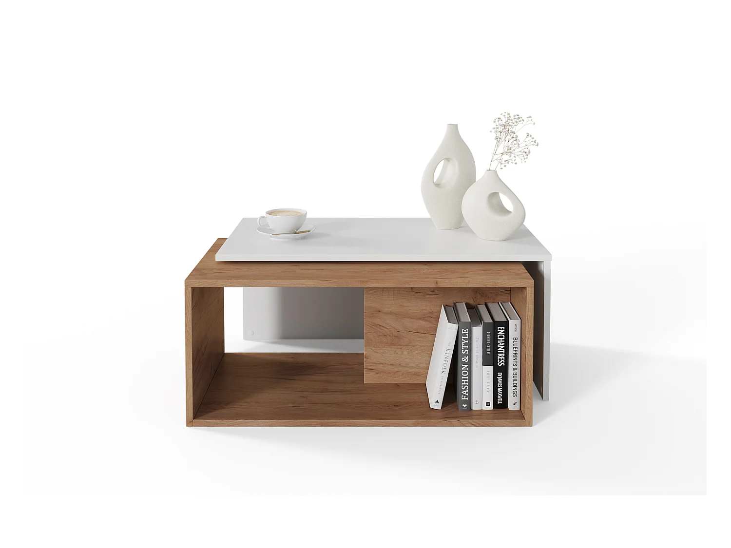 Salontafel / Koffietafel set van 2 – 90 x 48 x 40 cm, Moderne woonkamertafel, Bijzettafel met opbergruimte, Nesttafels