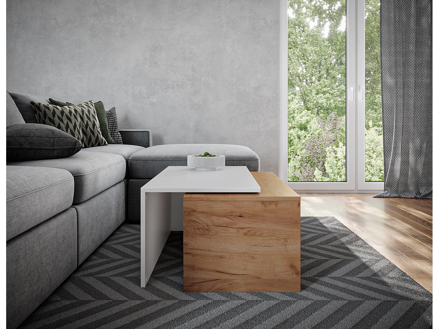 Table basse / Table à café lot de 2 – 90 x 48 x 40 cm, Table de salon moderne, Table de canapé avec rangement, Tables gigognes