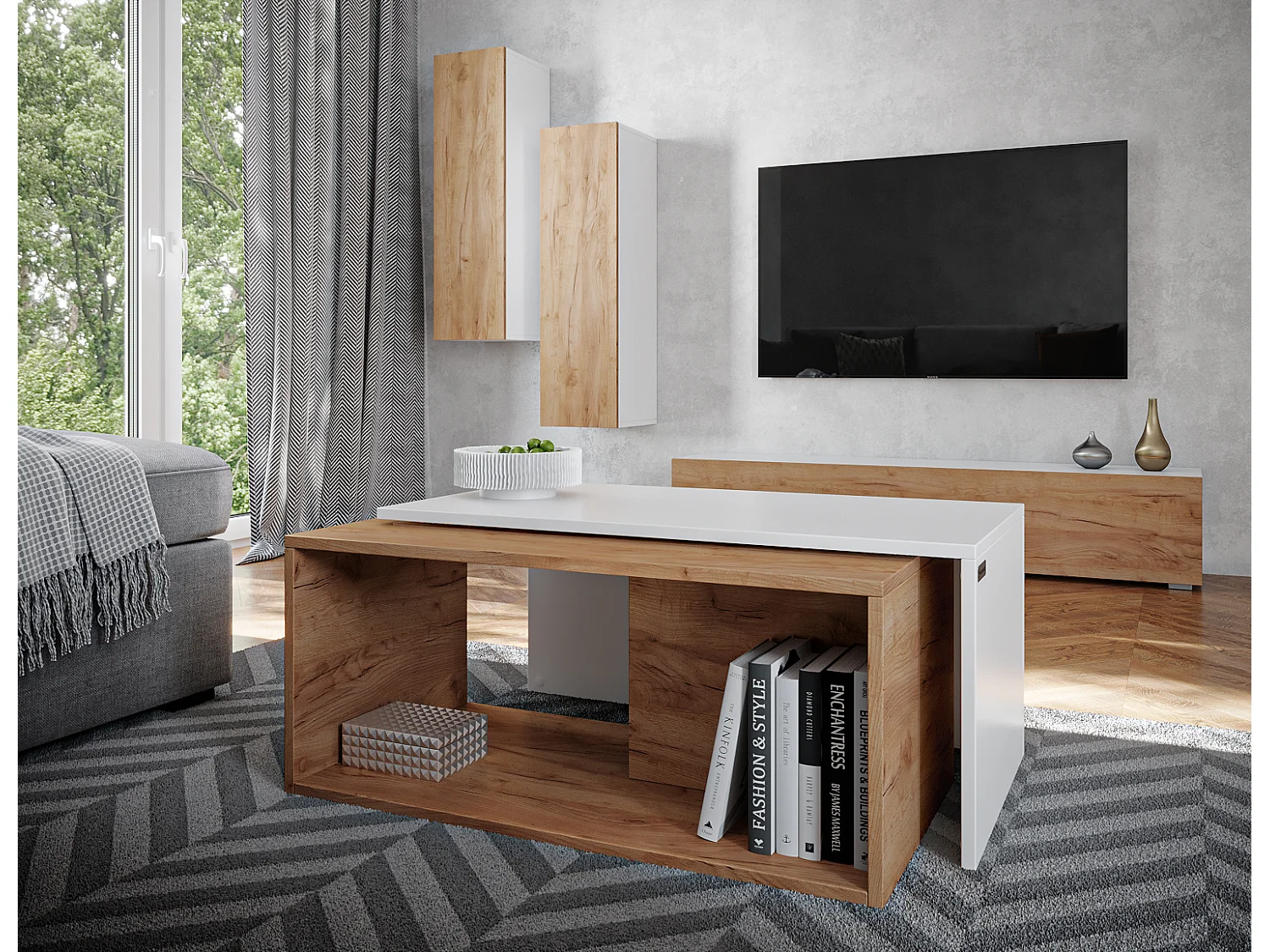 Table basse / Table à café lot de 2 – 90 x 48 x 40 cm, Table de salon moderne, Table de canapé avec rangement, Tables gigognes