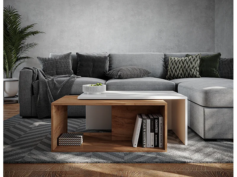 Salontafel / Koffietafel set van 2 – 90 x 48 x 40 cm, Moderne woonkamertafel, Bijzettafel met opbergruimte, Nesttafels