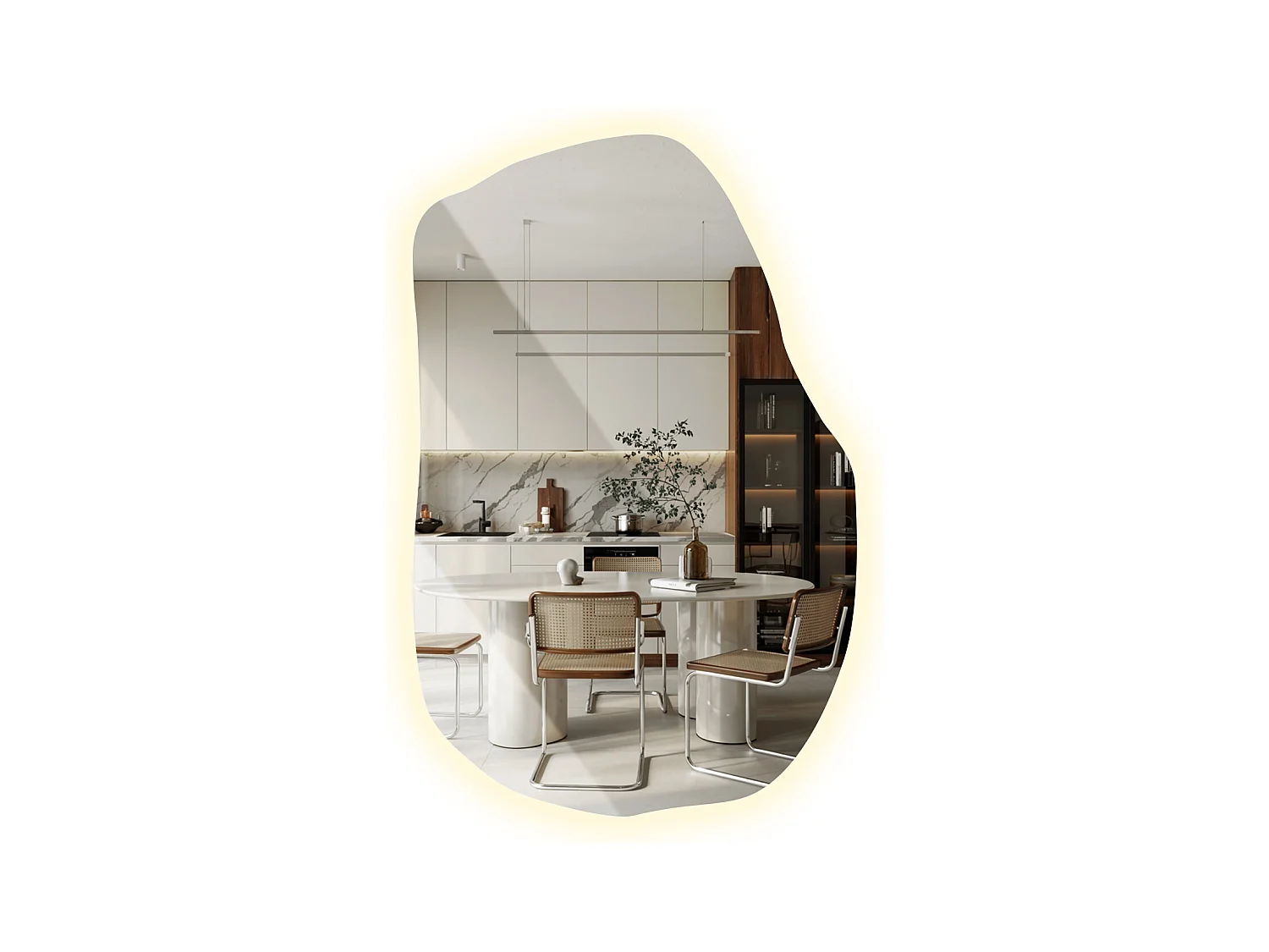 Miroir LED suspendu moderne de Tulup, Lumière neutre, 80 cm x 52 cm, pour Salon Salle de Bain Chambre