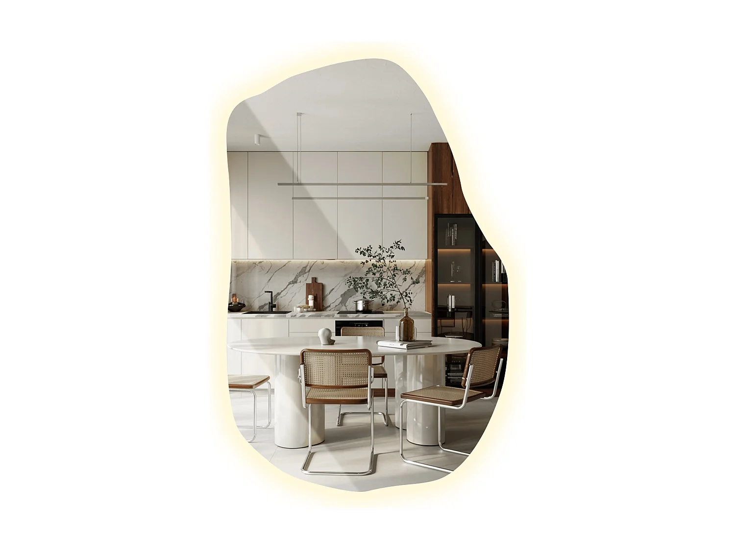 Moderner LED-Hängespiegel von Tulup, Neutrales Licht, 80 cm x 52 cm, für Wohnzimmer Badezimmer Schlafzimmer