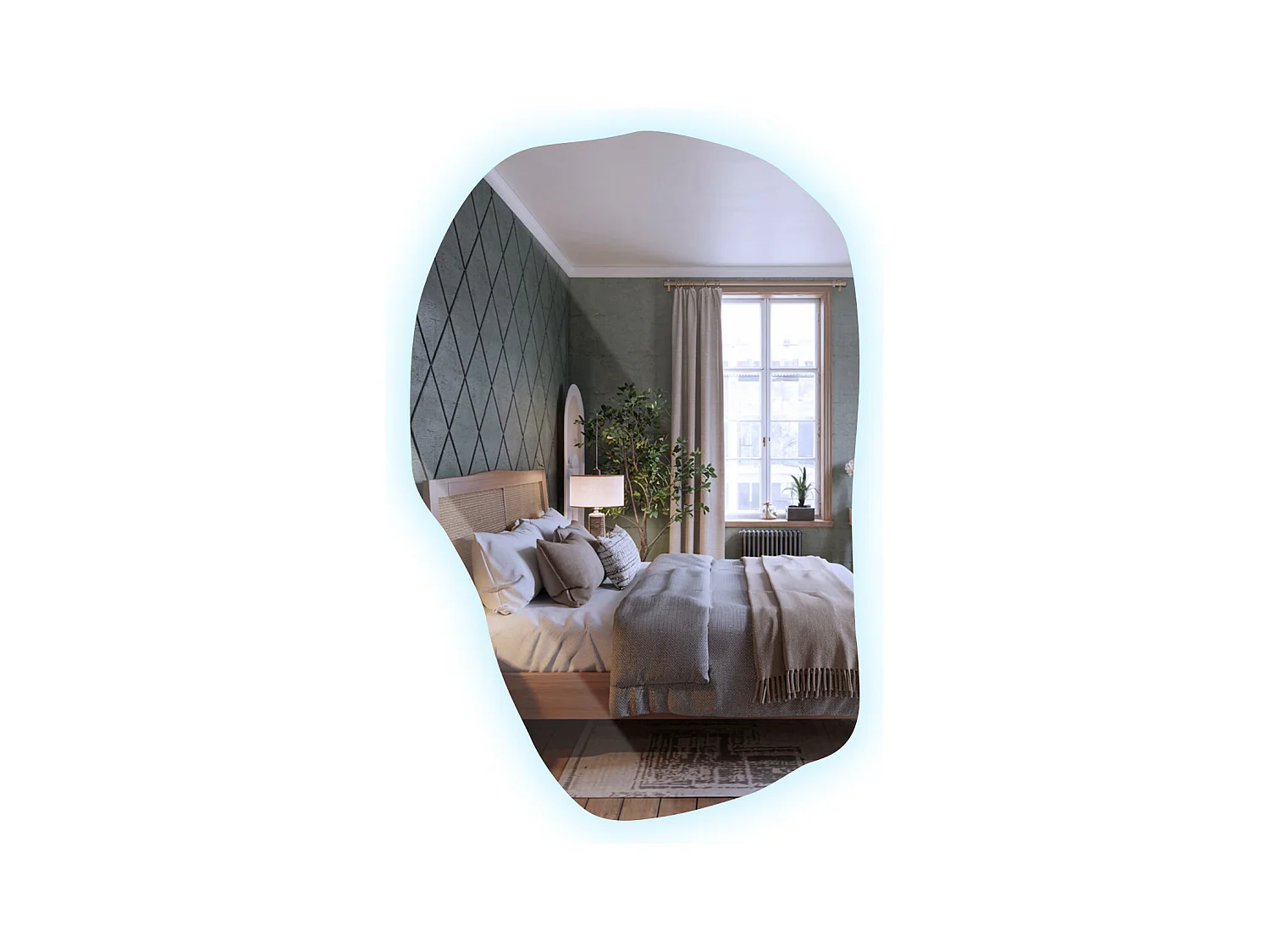 Organischer Lichtspiegel von Tulup, Kaltes Licht, 70 cm x 45, 5 cm, für Badezimmer Wohnzimmer Schlafzimmer