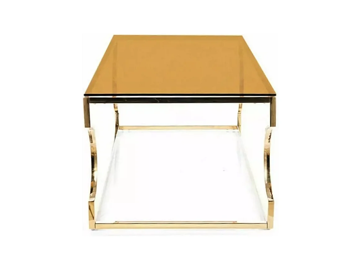 Tavolino Kenso/acciaio inossidabile e vetro/oro