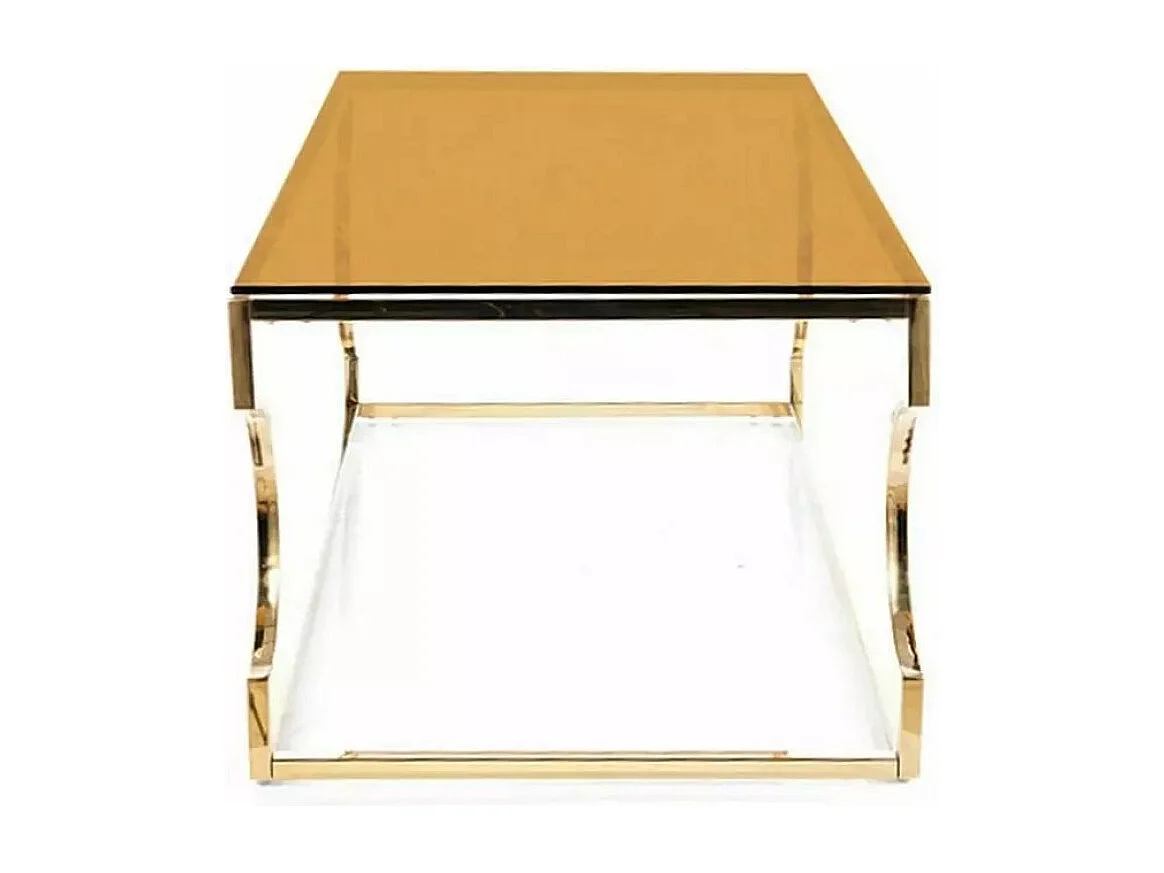 Table basse Kenso/acier inoxydable et verre/or