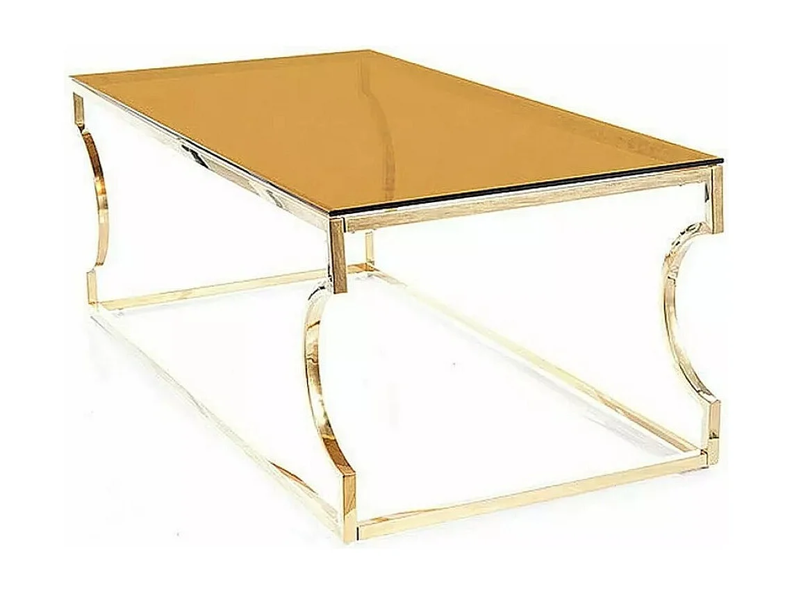 Table basse Kenso/acier inoxydable et verre/or