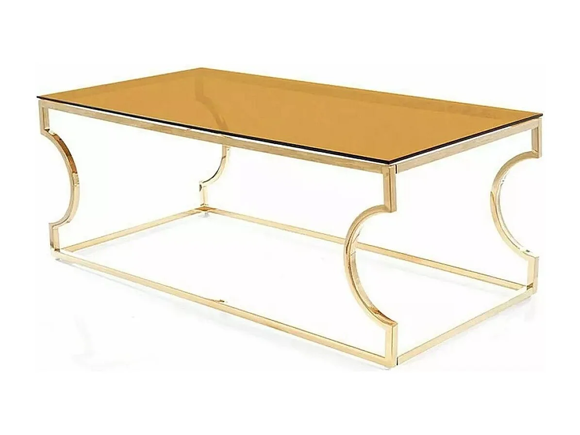 Table basse Kenso/acier inoxydable et verre/or