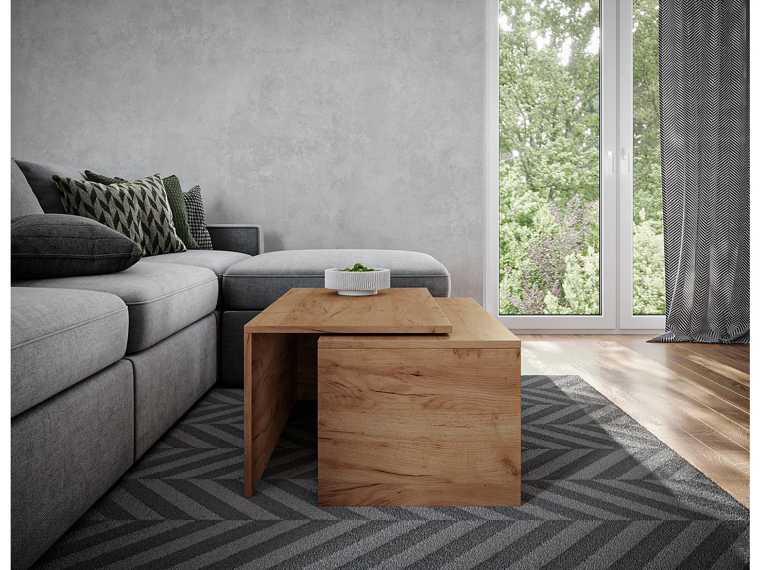 Table basse / Table à café lot de 2 – 90 x 48 x 40 cm, Table de salon moderne, Table de canapé avec rangement, Tables gigognes