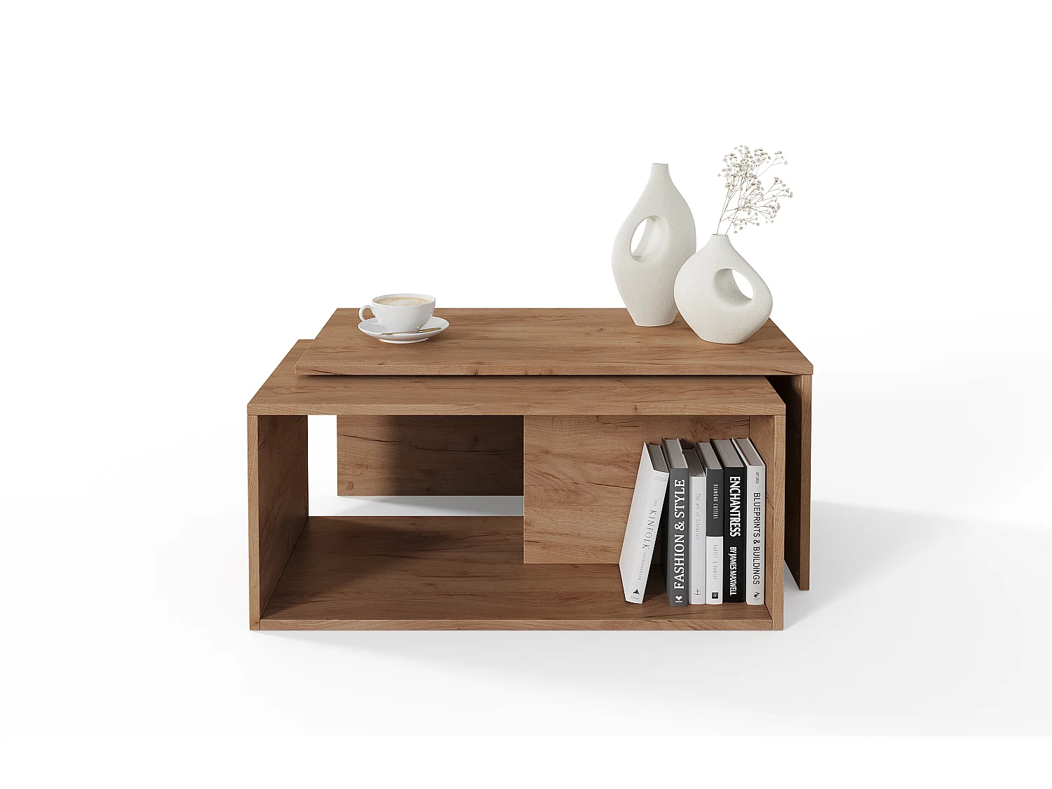 Table basse / Table à café lot de 2 – 90 x 48 x 40 cm, Table de salon moderne, Table de canapé avec rangement, Tables gigognes