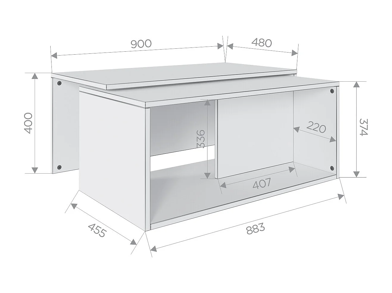 Table basse / Table à café lot de 2 – 90 x 48 x 40 cm, Table de salon moderne, Table de canapé avec rangement, Tables gigognes