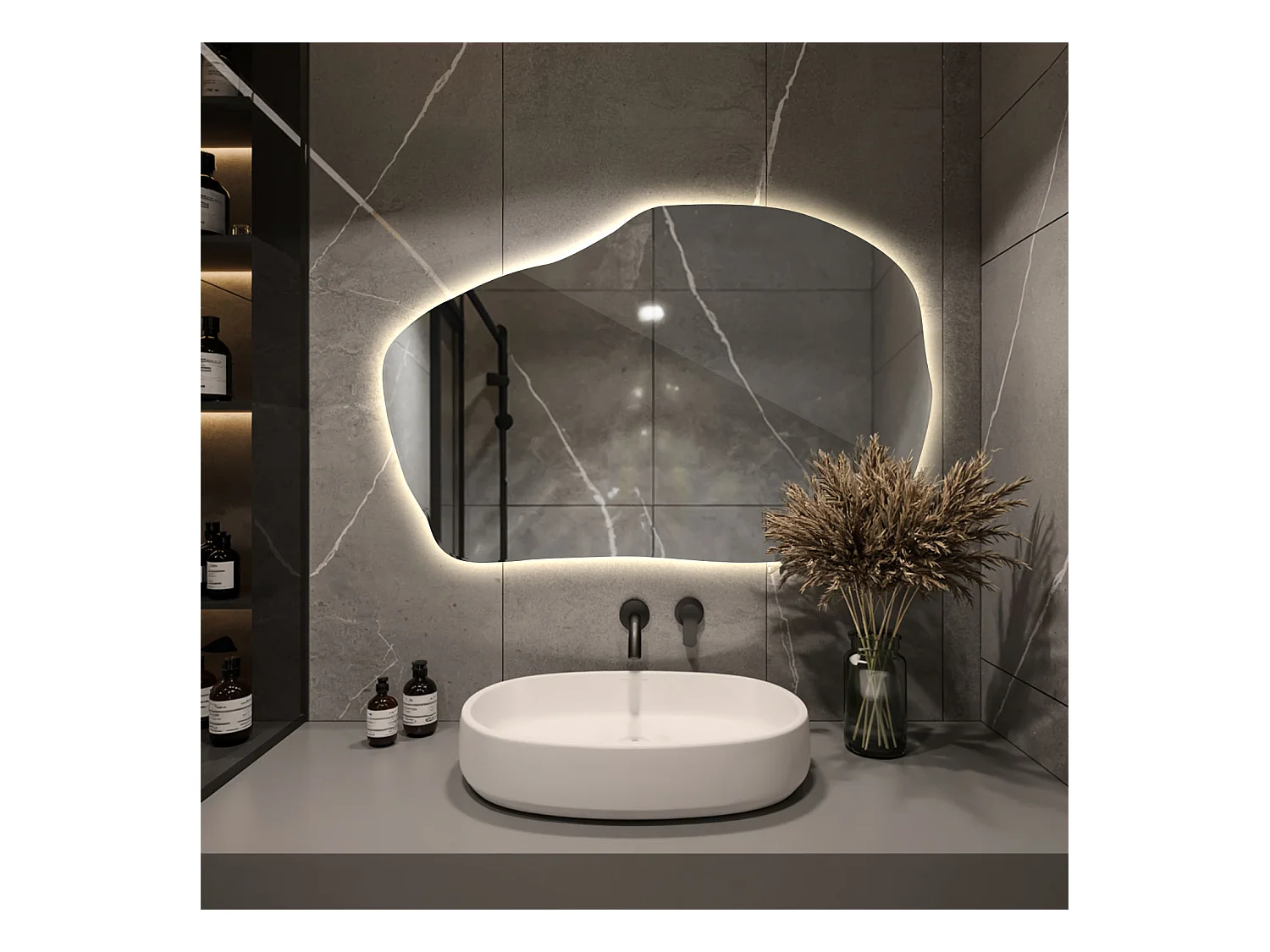 Miroir LED décoratif Tulup, Lumière chaude, 70 cm x 45.5 cm, pour Salon Salle de Bain Chambre