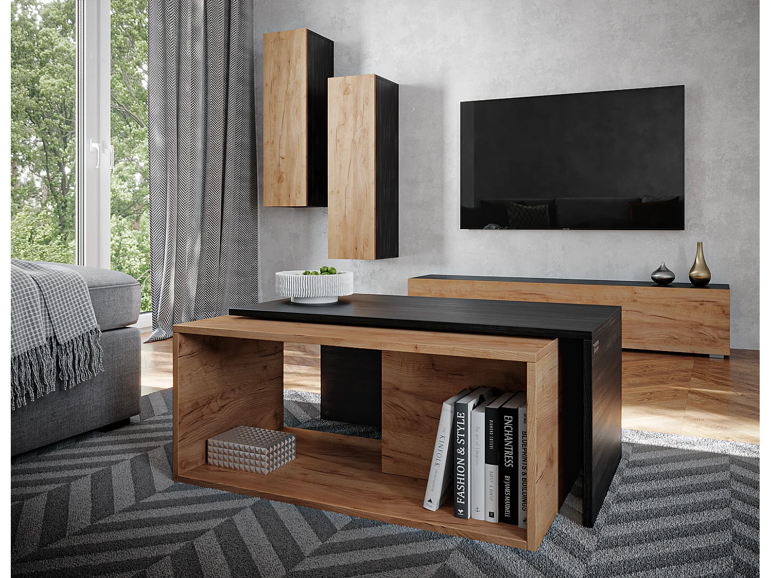 Table basse / Table à café lot de 2 – 90 x 48 x 40 cm, Table de salon moderne, Table de canapé avec rangement, Tables gigognes